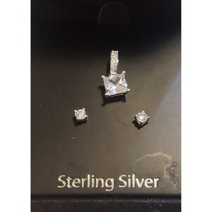 Truly Radiant Sterling CZ Pendant And Earring Set